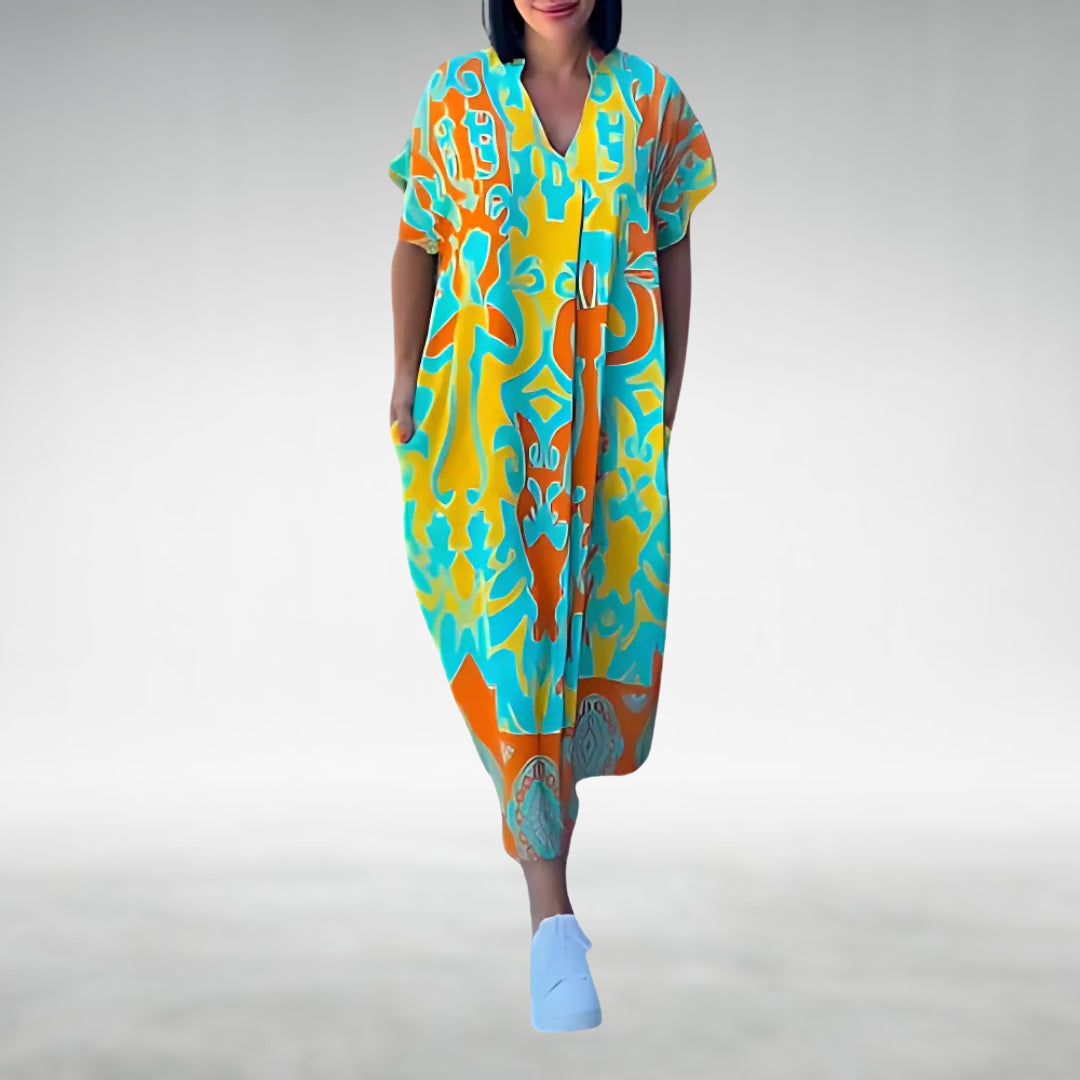 👗Flash Sale 50% OFF ⏰Women's Casual Elegant Printed V-Neck Dress
