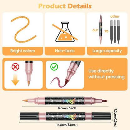 🎨Glitter Effect Brush Markers🥇✨: Create Sparkling Art Smoothly 🥳(🌈24-96 Colors | Smooth No Clog | No Bleed Through📝)