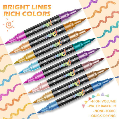 🎨Glitter Effect Brush Markers🥇✨: Create Sparkling Art Smoothly 🥳(🌈24-96 Colors | Smooth No Clog | No Bleed Through📝)