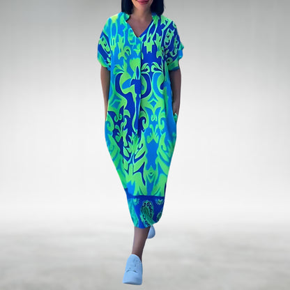 👗Flash Sale 50% OFF ⏰Women's Casual Elegant Printed V-Neck Dress