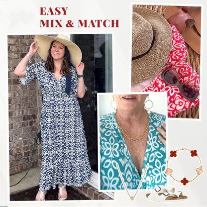 👗Flash Sale 50% OFF NOW🔥Bohemian casual print V-neck waist wrap long dress
