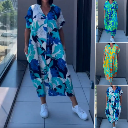 👗Flash Sale 50% OFF ⏰Women's Casual Elegant Printed V-Neck Dress